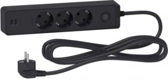 APC Socket ST943U1WA, 3 Outlets ,USB Type, 3m Cable, Black