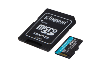 KINGSTON Memory Card MicroSD Canvas Go! Plus SDCG3/256GB, Class 10, SD Adapter