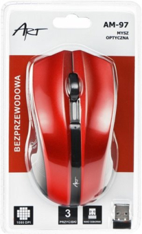 Art Optical Wireless Mouse USB AM-97 Red