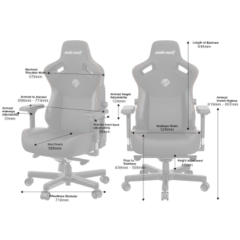 ANDA SEAT Gaming Chair KAISER-3 XL Black Fabric