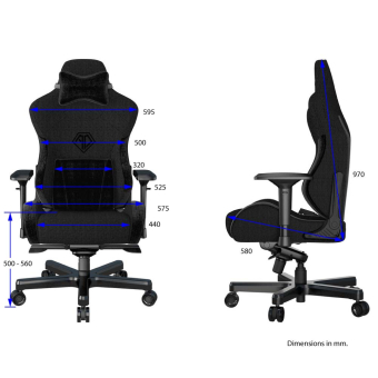 ANDA SEAT Gaming Chair T-PRO II Black FABRIC with Alcantara Stripes