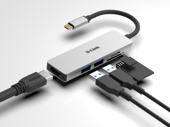 D-Link 5-in-1 USB-C Docking Station με HDMI 4K & SD/MSD Ασημί (DUB-M530)