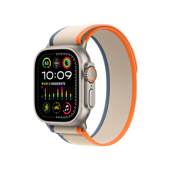 Apple Watch Ultra 2 GPS + Cellular 49mm Titanium Case with Orange/Beige Trail Loop - S/M