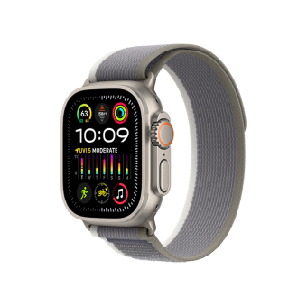 Apple Watch Ultra 2 GPS + Cellular 49mm Titanium Case with Green/Grey Trail Loop - S/M